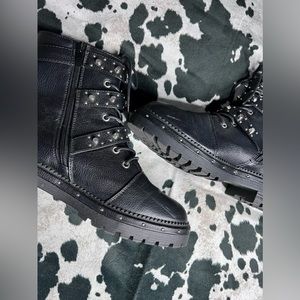 Black Studded Combat Boots